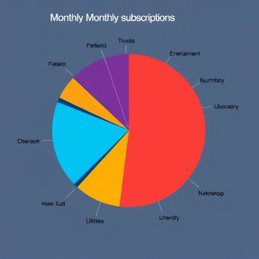 A pie chart illustrating the distribution of monthly subscription costs across various categories, such as entertainment, software, and utilities.