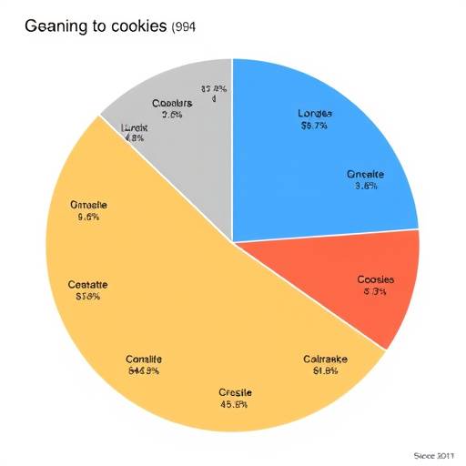 A pie chart showing cookie usage percentages for different categories.