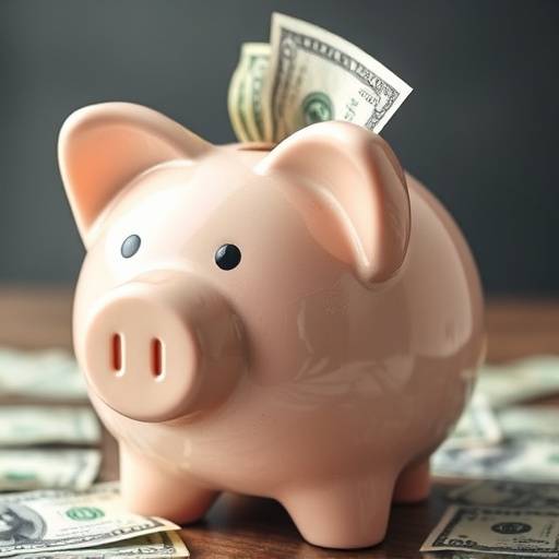 Piggy bank with dollar bills illustrating emergency savings.